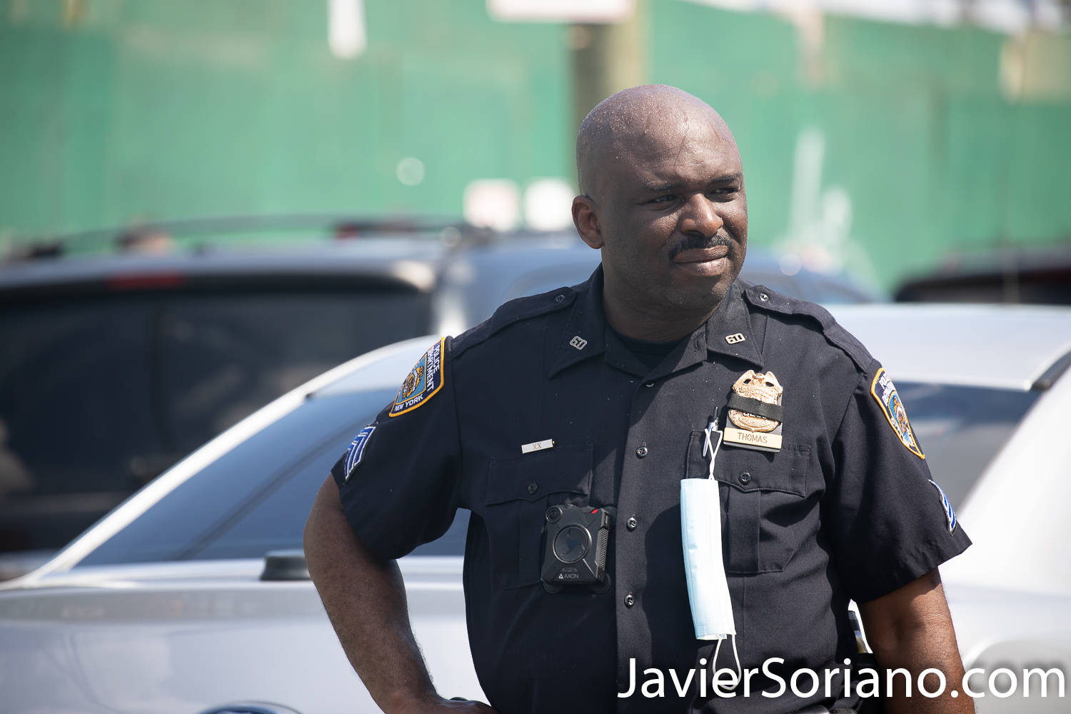 Friday, June 12, 2020. Brooklyn, New York City - Rally and march in Coney Island. Protestors said it was a "Peaceful demonstration for George Floyd, Breonna Taylor and the many other victims of police brutality." Sargent Thomas is not wearing a mask. Protestors want NYPD officers to wear a mask. Photo by Javier Soriano/www.JavierSoriano.com
