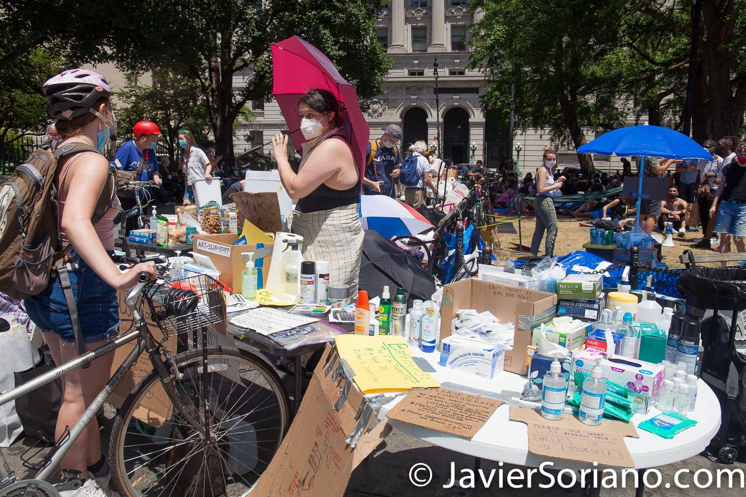Wednesday, June 24, 2020. New York City – On Tuesday, June 23, 2020, more than hundred people along with VOCAL-New York and New York Communities for Change started to “Occupy City Hall” in New York City. They demand NYC Council members and NYC Mayor Bill de Blasio Defund The NYPD by at least $1 billion and invest in Youth services, affordable housing, healthcare, public education, social workers, and other social services in low income communities. Activists say they are not leaving City Hall Park until at least $1 billion is cut from the NYPD’s $6 billion budget. Photo by Javier Soriano/www.JavierSoriano.com