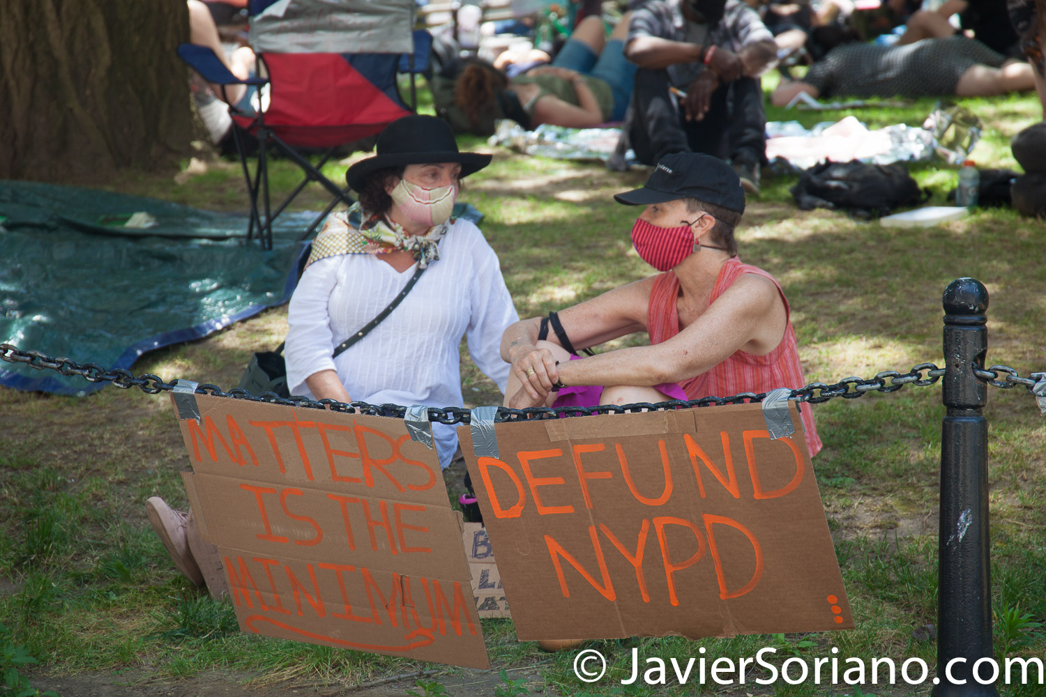 Wednesday, June 24, 2020. New York City – On Tuesday, June 23, 2020, more than hundred people along with VOCAL-New York and New York Communities for Change started to “Occupy City Hall” in New York City. They demand NYC Council members and NYC Mayor Bill de Blasio Defund The NYPD by at least $1 billion and invest in Youth services, affordable housing, healthcare, public education, social workers, and other social services in low income communities. Activists say they are not leaving City Hall Park until at least $1 billion is cut from the NYPD’s $6 billion budget. Photo by Javier Soriano/www.JavierSoriano.com