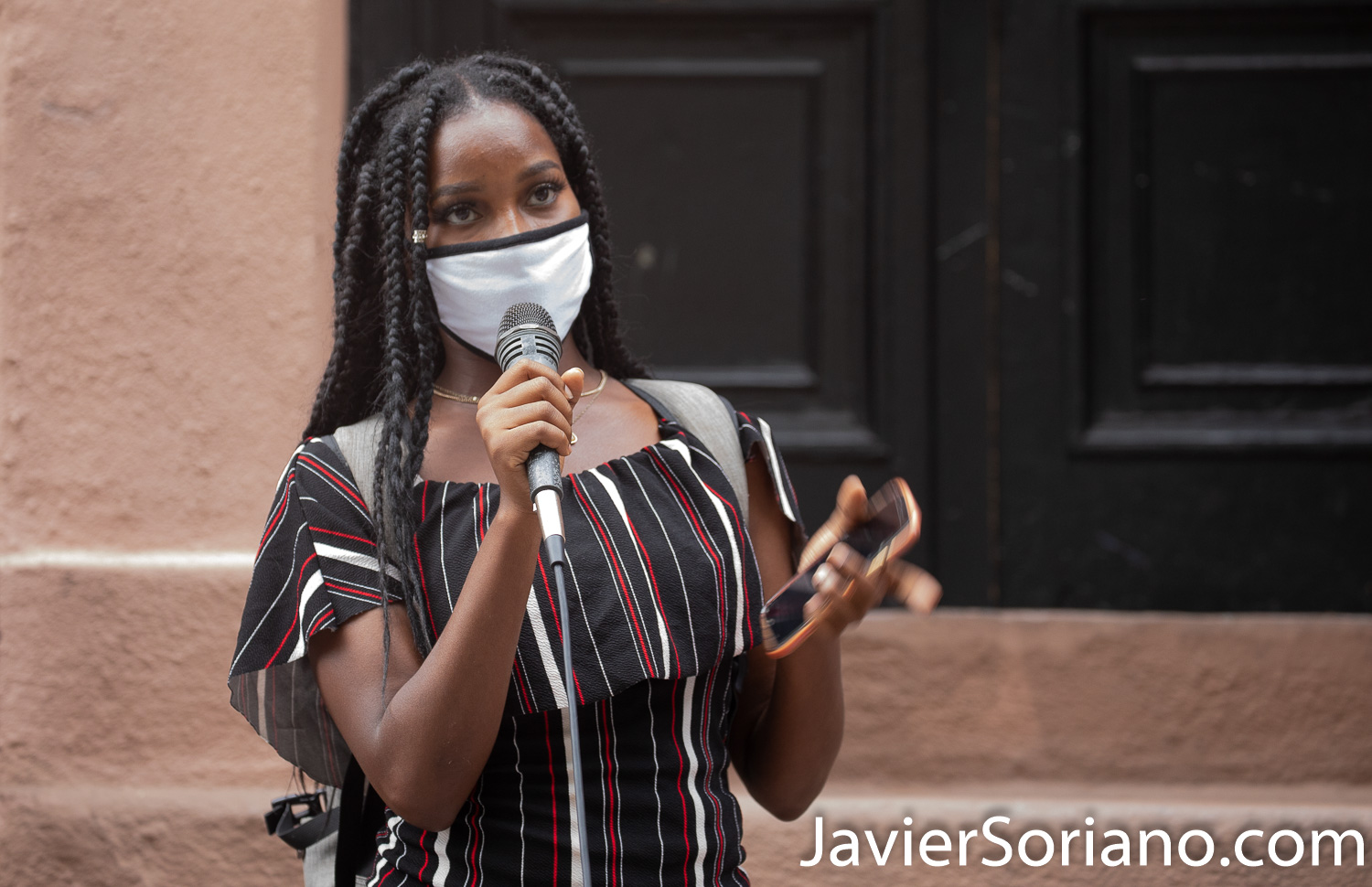 Thursday, July 30, 2020. Manhattan, New York City - Rally and March: “Liberation for Black Queer and Trans people.” Protesters had a rally in front of The Stonewall Inn. After the rally, they marched to Foley Square Park. A Trans woman said sometimes Trans women and Trans men are killed by police and sometimes they are killed by their own community. Activists said all Black Lives Matter. Joel rivera said, the rally and march was to honor and acknowledge Black Queer and Trans people. Photo by Javier Soriano/www.JavierSoriano.com