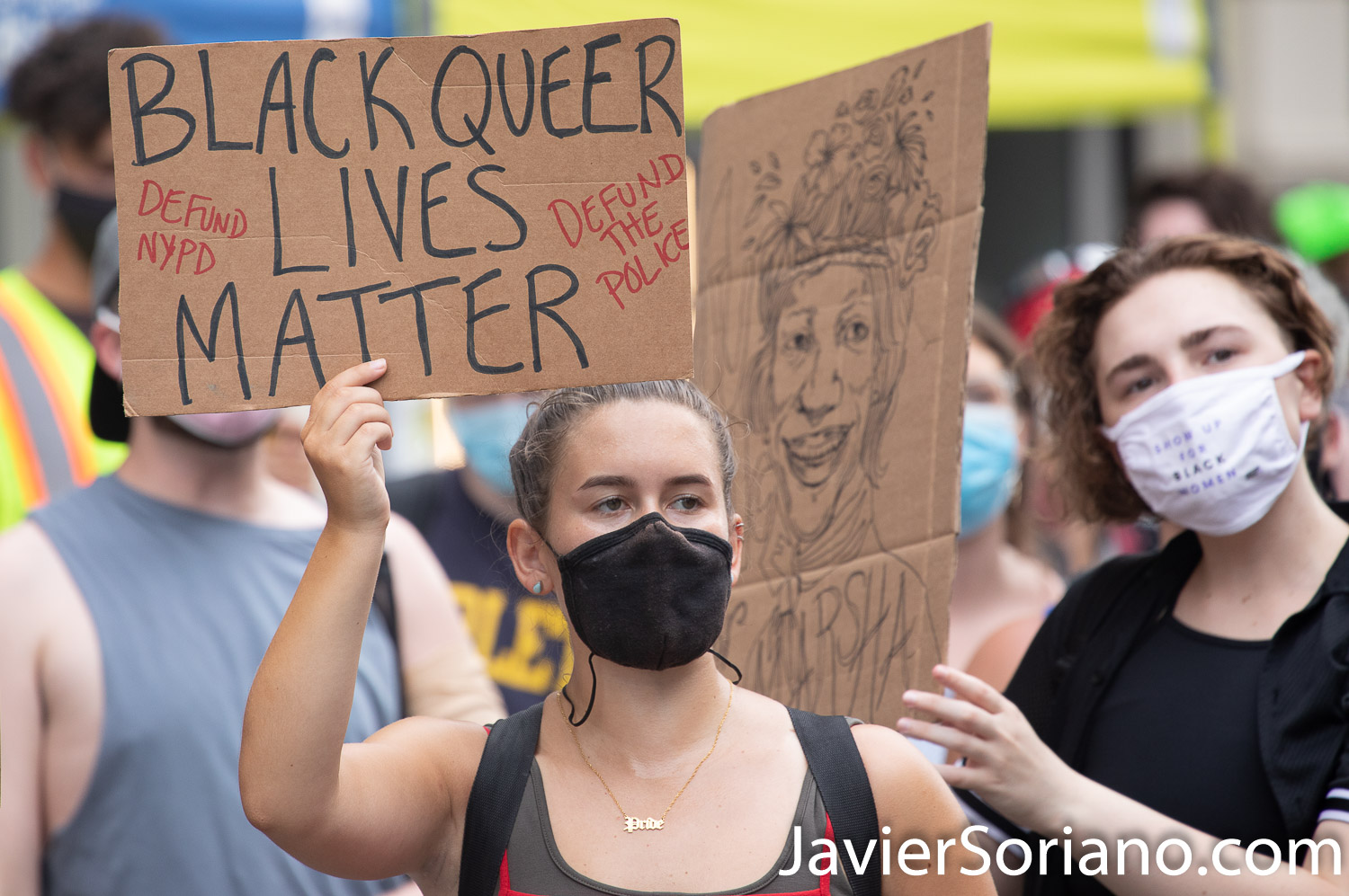 Thursday, July 30, 2020. Manhattan, New York City - Rally and March: “Liberation for Black Queer and Trans people.” Protesters had a rally in front of The Stonewall Inn. After the rally, they marched to Foley Square Park. A Trans woman said sometimes Trans women and Trans men are killed by police and sometimes they are killed by their own community. Activists said all Black Lives Matter. Joel rivera said, the rally and march was to honor and acknowledge Black Queer and Trans people. Photo by Javier Soriano/www.JavierSoriano.com