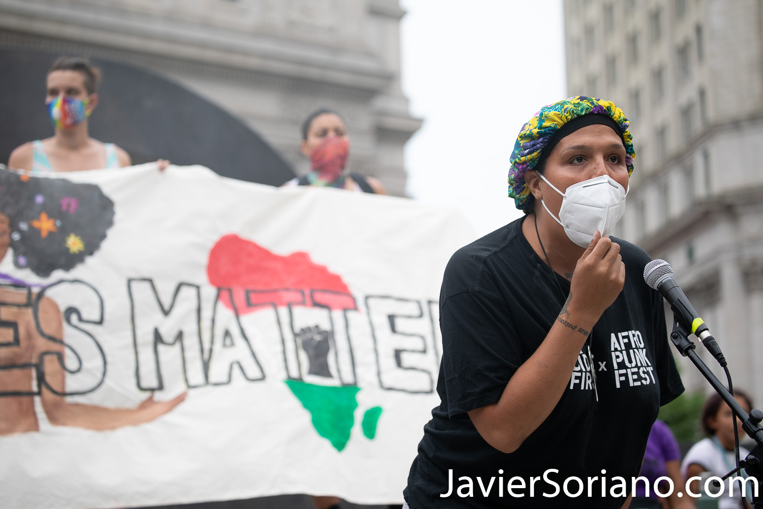 Thursday, July 30, 2020. Manhattan, New York City - Rally and March: “Not in our city. Not on our watch.” Demonstrators gathered at Foley Square Park where they had a rally. Speakers spoke in support of undocumented immigrants, Trans women, Trans men and the Black community, in general. After the rally, protesters marched to Park Row and Worth St where activists staged a Die-in for victims of police brutality in New York and in the country. Demonstrators also demanded the resignation of the New York City Police Commissioner, Dermot Shea. Photo by Javier Soriano/www.JavierSoriano.com