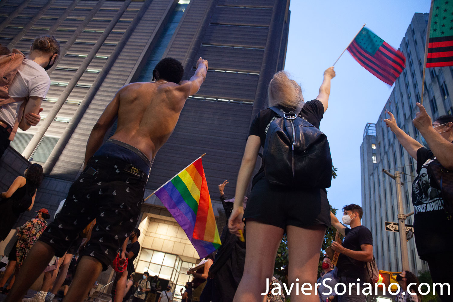 Thursday, July 30, 2020. Manhattan, New York City - Rally and March: “Not in our city. Not on our watch.” Demonstrators gathered at Foley Square Park where they had a rally. Speakers spoke in support of undocumented immigrants, Trans women, Trans men and the Black community, in general. After the rally, protesters marched to Park Row and Worth St where activists staged a Die-in for victims of police brutality in New York and in the country. Demonstrators also demanded the resignation of the New York City Police Commissioner, Dermot Shea. Photo by Javier Soriano/www.JavierSoriano.com
