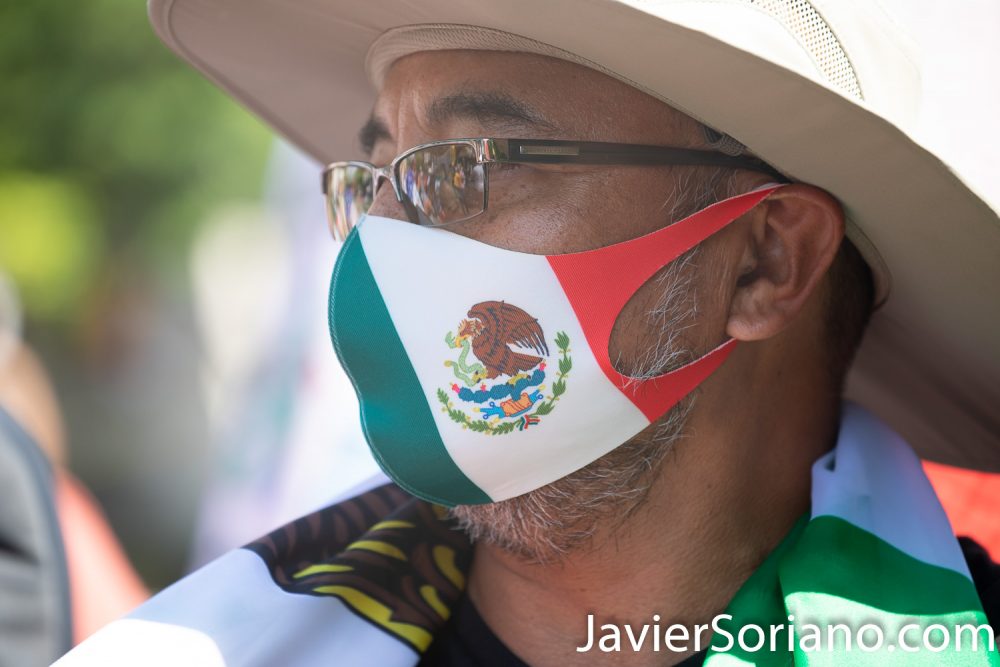 Miércoles 8 de julio de 2020. Washington, D. C., Estados Unidos de América - El presidente mexicano Andrés Manuel López Obrador (comúnmente conocido por sus iniciales AMLO) se reunió con el presidente de USA, Donald Trump en Washington, D. C. Mexicanas y mexicanos realizaron diferentes manifestaciones en Washington, D. C. para apoyar al presidente mexicano. Foto por Javier Soriano/www.JavierSoriano.com
