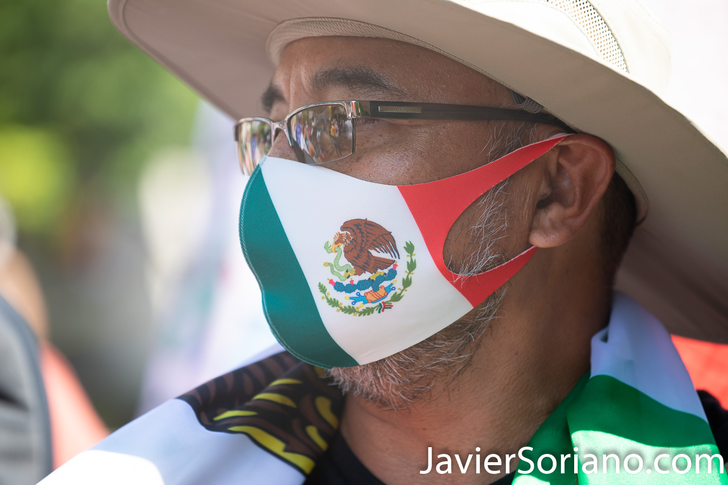 Miércoles 8 de julio de 2020. Washington, D. C., Estados Unidos de América - El presidente mexicano Andrés Manuel López Obrador (comúnmente conocido por sus iniciales AMLO) se reunió con el presidente de USA, Donald Trump en Washington, D. C. Mexicanas y mexicanos realizaron diferentes manifestaciones en Washington, D. C. para apoyar al presidente mexicano. Foto por Javier Soriano/www.JavierSoriano.com