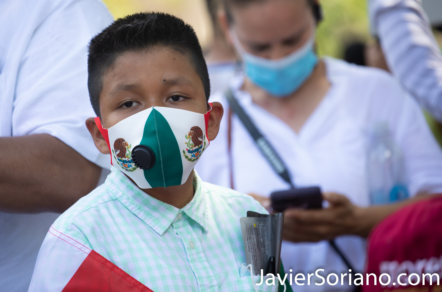 Miércoles 8 de julio de 2020. Washington, D. C., Estados Unidos de América - El presidente mexicano Andrés Manuel López Obrador (comúnmente conocido por sus iniciales AMLO) se reunió con el presidente de USA, Donald Trump en Washington, D. C. Mexicanas y mexicanos realizaron diferentes manifestaciones en Washington, D. C. para apoyar al presidente mexicano. Foto por Javier Soriano/www.JavierSoriano.com