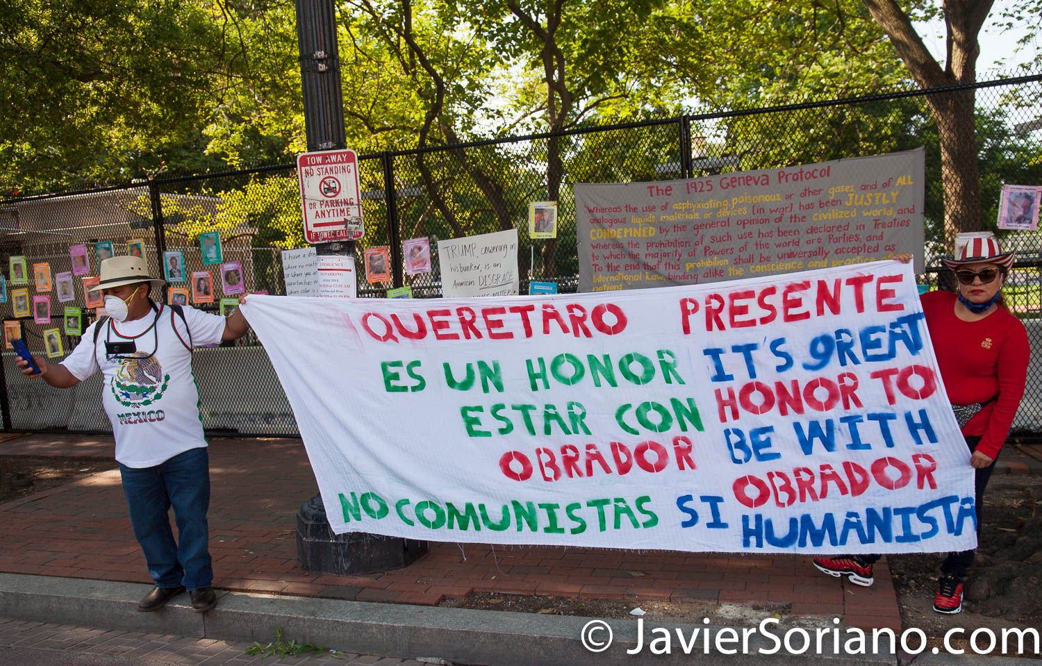 Miércoles 8 de julio de 2020. Washington, D. C., Estados Unidos de América. El presidente mexicano Andrés Manuel López Obrador (comúnmente conocido por sus iniciales AMLO) se reunió con el presidente de USA, Donald Trump en Washington, D. C. Mexicanas y mexicanos realizaron diferentes manifestaciones en Washington, D. C. para apoyar al presidente mexicano. Foto por Javier Soriano/www.JavierSoriano.com