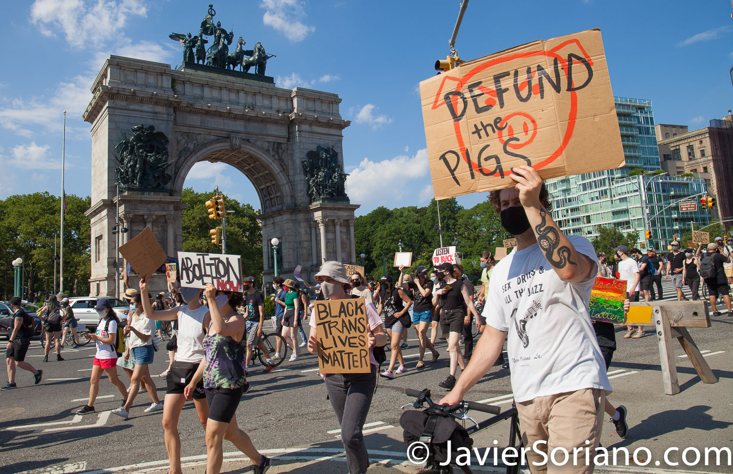 Saturday, July 4, 2020. Brooklyn. New York City – March and rally: “Confronting July 4th. A march to honor Black and Indigenous activists.” The march started in Fort Green Park and end it in Prospect Park, where they had a rally. Demonstrators said, "This country is founded on the genocide of Indigenous nations, the theft of their land, and the enslavement of African peoples." Photo by Javier Soriano/www.JavierSoriano.com