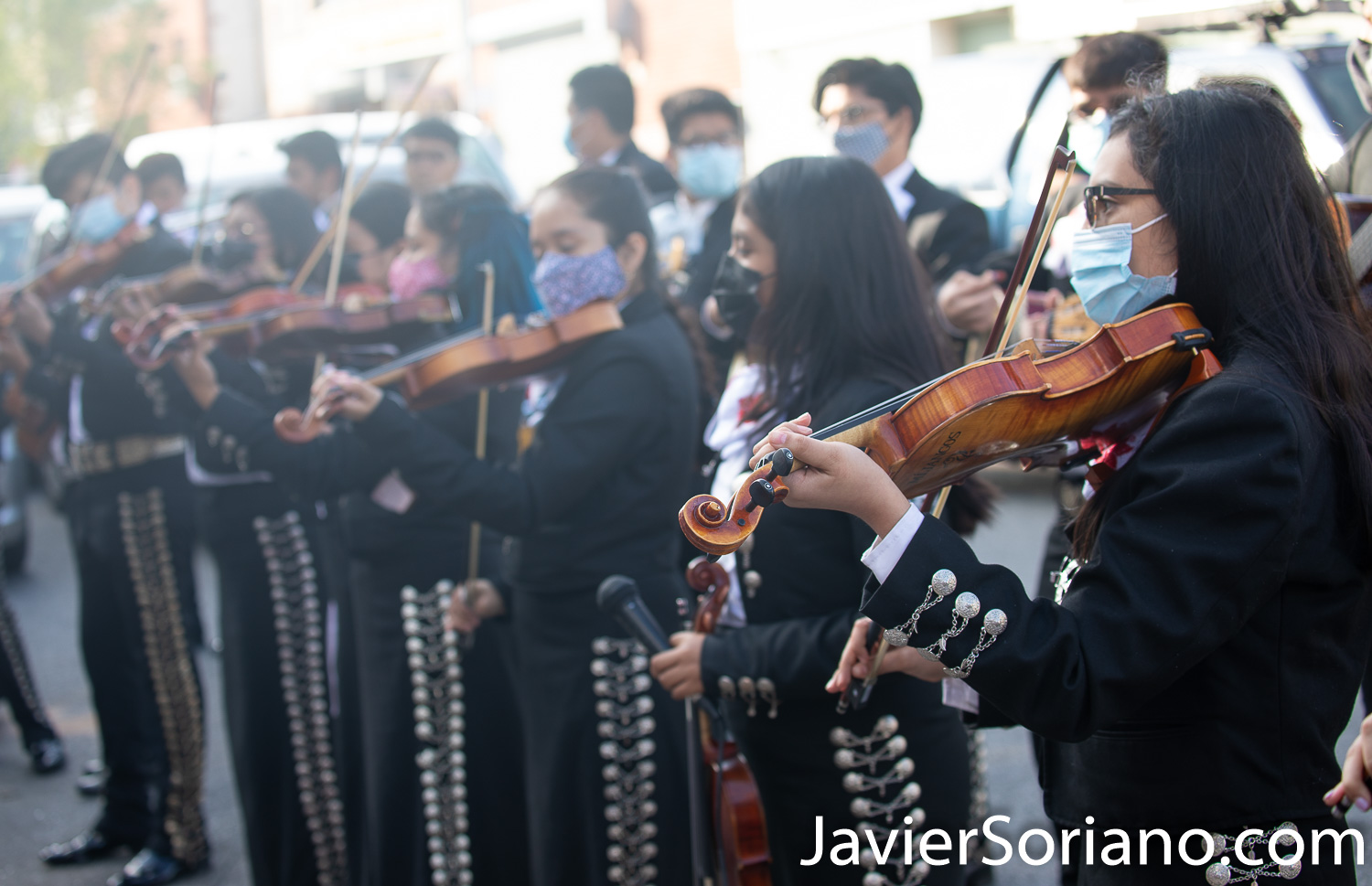 Jueves 16 de julio de 2020. Brooklyn, Ciudad de Nueva York – Manifestación para demandar justicia para José Antonio Barrera. El sábado 11 de julio de 2020, José Antonio fue atropellado por el conductor Kareem Denton. Médicos llevaron a Antonio al Centro Médico Maimónides, pero no pudo ser salvado. Kareem Denton fue dejado en libertad. Araceli Sanchez, viuda de José Antonio Barrera pide justicia para su esposo y su familia. La Academia De Mariachi Nuevo Amanecer de Queens interpretó varias canciones. Foto por Javier Soriano/www.JavierSoriano.com