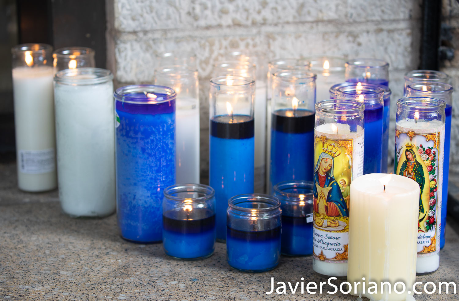 Saturday, August 15, 2020. Brooklyn, New York City - On Friday, August 14, 2020, Deshawn Reid was shot and killed in Flatbush. There are some candles in front of his apartment building. Photo by Javier Soriano/www.JavierSoriano.com