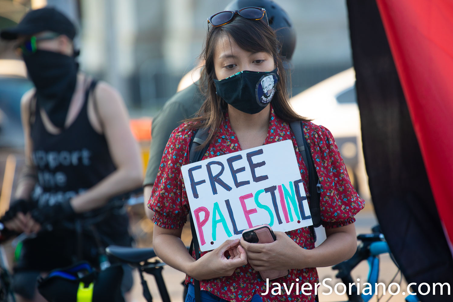 Friday, August 14, 2020. Brooklyn, New York City – Rally and march “Defend Black lives, Defend Gaza!” Liberty Socialist Front NYC: “The past few months have witnessed both an unprecedented rebellion against racism and police brutality in the so-called United States, which has been met by brutal repression. But this is only one side of the story. Halfway across the world, the illegitimate state of Israel has brought their campaign of anti-Palestinian ethnic cleansing and genocide to new heights, with the Netanyahu regime attempting to annex vast portions of the West Bank, while police killings of unarmed Palestinians are a regular occurrence." Photo by Javier Soriano/www.JavierSoriano.com