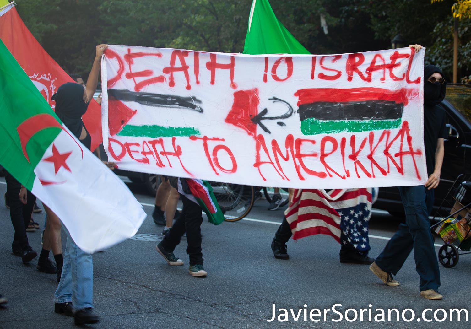 Friday, August 14, 2020. Brooklyn, New York City – Rally and march “Defend Black lives, Defend Gaza!” Liberty Socialist Front NYC: “The past few months have witnessed both an unprecedented rebellion against racism and police brutality in the so-called United States, which has been met by brutal repression. But this is only one side of the story. Halfway across the world, the illegitimate state of Israel has brought their campaign of anti-Palestinian ethnic cleansing and genocide to new heights, with the Netanyahu regime attempting to annex vast portions of the West Bank, while police killings of unarmed Palestinians are a regular occurrence." Photo by Javier Soriano/www.JavierSoriano.com