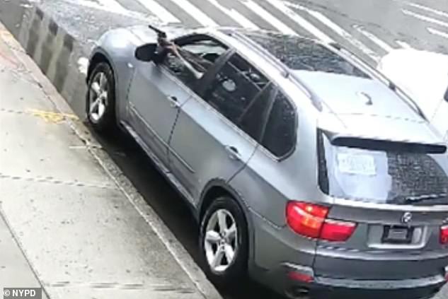 The NYPD released footage from the shooting on Wednesday, August 19, 2020 that left Sam Metcalfe wounded and Malcolm Amede dead. The man who killed Malcolm was in this car. (Photo by NYPD)