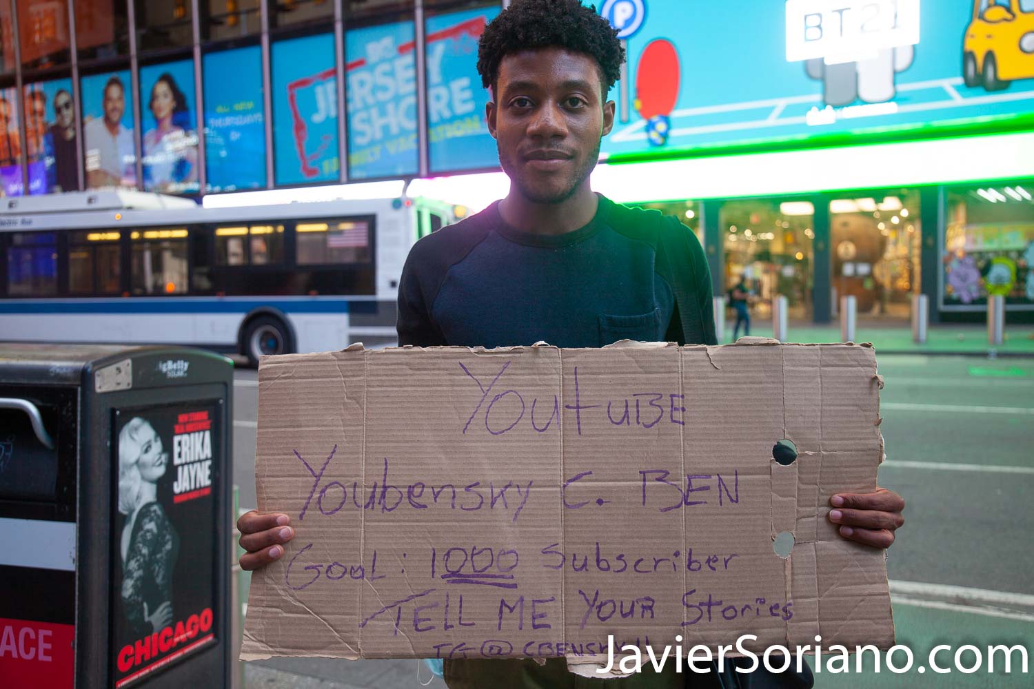 Thursday, September 3, 2020. Manhattan, New York City – Youtuber: Youbensky C. BEN in Times Square. Photo by Javier Soriano/www.JavierSoriano.com