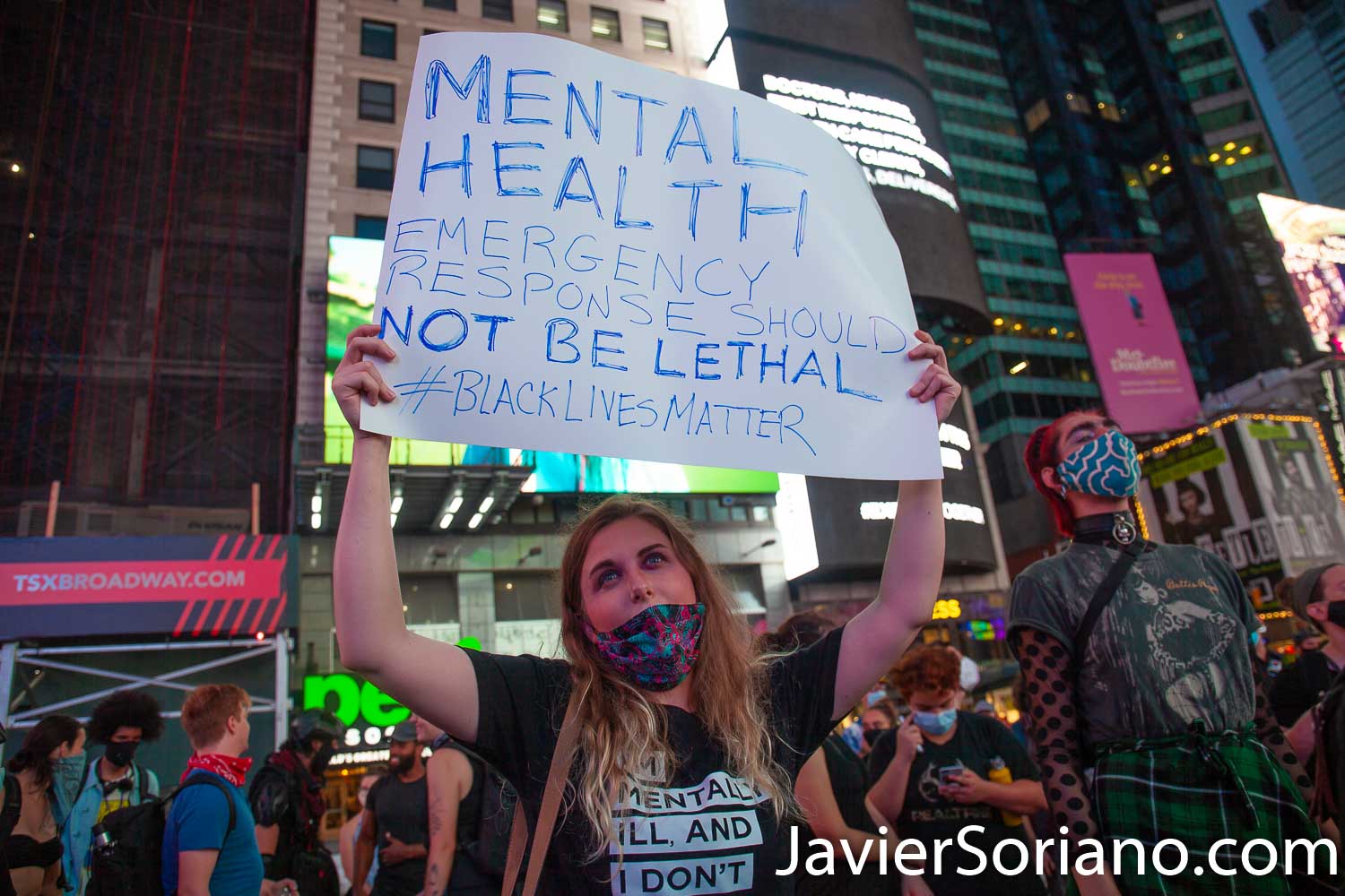 Thursday, September 3, 2020. Manhattan, New York City – Protesters in Times Square demand justice for Daniel Prude. Daniel was a Black man killed by police officers in Rochester, New York, in March, 2020. Photo by Javier Soriano/www.JavierSoriano.com