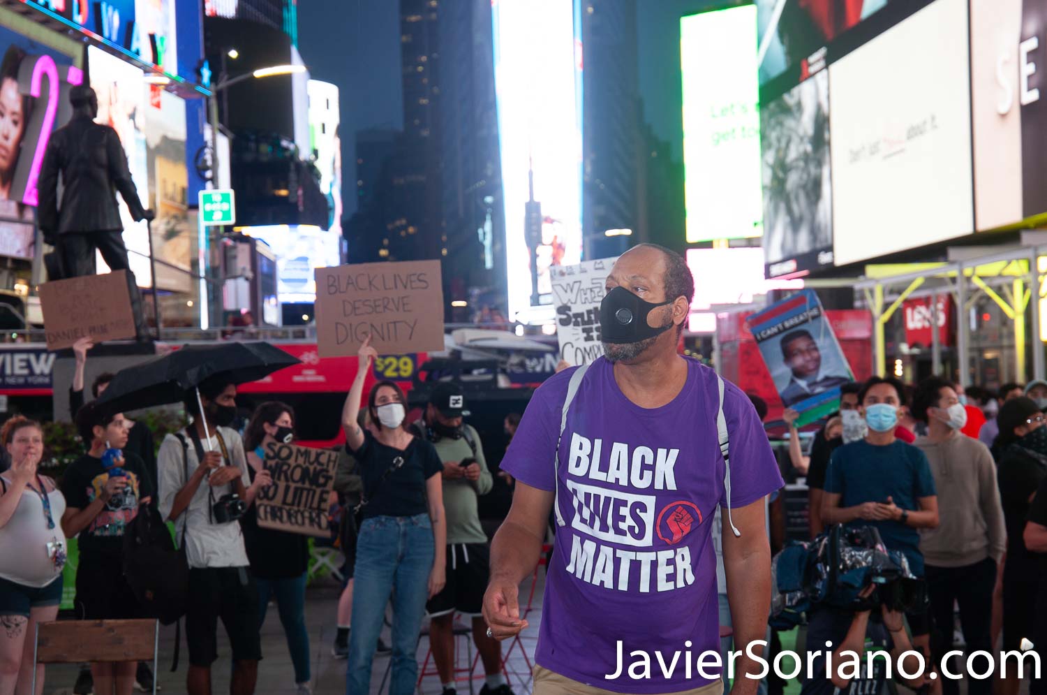 Thursday, September 3, 2020. Manhattan, New York City – Protesters in Times Square demand justice for Daniel Prude. Daniel was a Black man killed by police officers in Rochester, New York, in March, 2020. Photo by Javier Soriano/www.JavierSoriano.com
