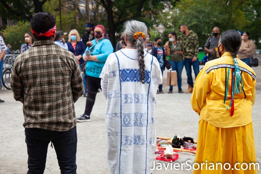 Sunday, October 11, 2020. Manhattan, New York City - 13th Annual Indigenous Day of Remembrance. Instead of celebrating Día de la Raza or Columbus Day, we celebrate Indigenous Peoples’ Day. Photo by Javier Soriano/www.JavierSoriano.com