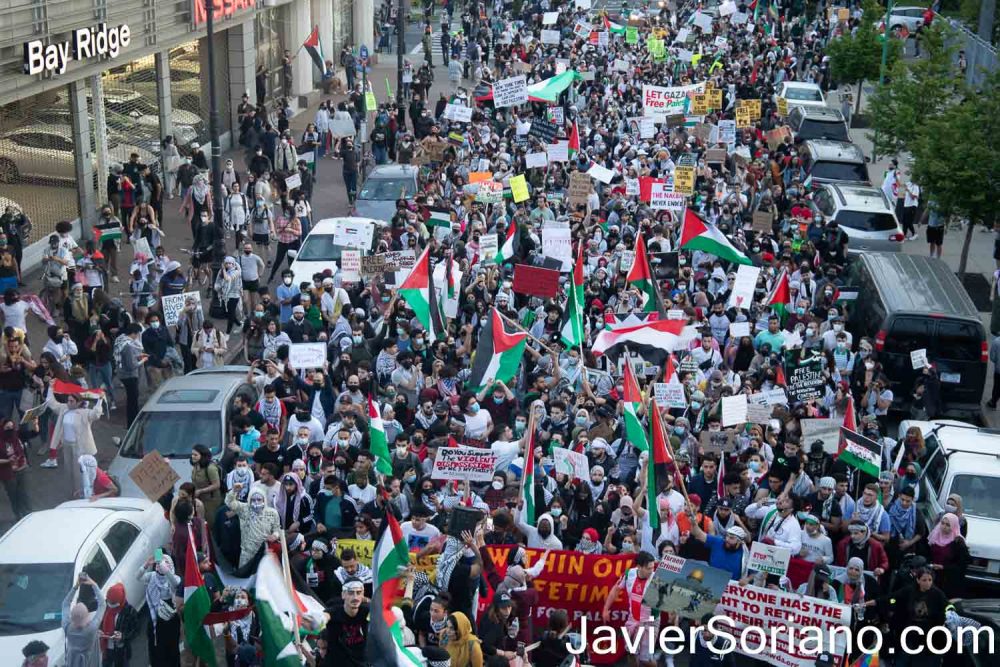 Saturday, May 15, 2021. New York City – Thousands of Palestinians and their allies gathered in Bay Ridge, Brooklyn for the demonstration: “NAKBA 73: DEFEND PALESTINE FROM THE RIVER TO THE SEA.” After the rally in Bay Ridge, they marched through different streets in Brooklyn. The march ended in Sunset Park, in the same borough of Brooklyn. Photo by Javier Soriano/www.JavierSoriano.com