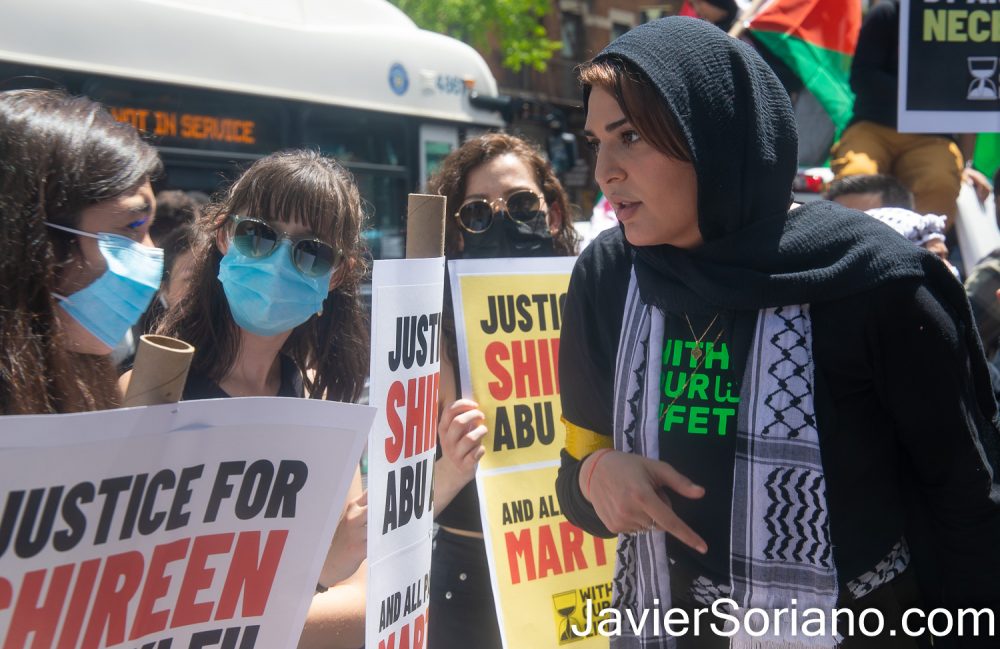 Sunday, May 15, 2022. Brooklyn, New York City – Palestinians, anti-Zionist Jews, Mexicans, and other allies of Palestine commemorated Nakba 74th in Bay Ridge, Brooklyn; New York City. People gathered at 72nd Street and 5th Ave. After the vigil honoring Palestinian journalist Shireen Abu Akleh (she was executed by the terrorist state of Israel on May 11, 2022) and rally, they marched through different streets in Brooklyn. Photo by Javier Soriano/www.JavierSoriano.com