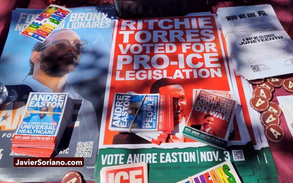 Saturday, June 20, 2026. Lenapehoking (New York City). – The event “Juneteenth in the Bronx” was organized by the Andre Easton campaign at the Joyce Kilmer Park in the Bronx, New York City, on June 20, 2026. Andre Easton is running for the United States Congress to represent New York’s 15th Congressional District in the Bronx. Vote for Andre Easton on November 3, 2026. Photo by Javier Soriano/www.JavierSoriano.com. Sábado 20 de junio de 2026. Lenapehoking (Ciudad de Nueva York). – El evento “Juneteenth in the Bronx” fue organizado por la campaña de Andre Easton en el parque Joyce Kilmer en el Bronx, ciudad de Nueva York, el 20 de junio de 2026. Andre Easton es candidato para el Congreso de los Estados Unidos con el fin de representar al 15.º distrito congresional de Nueva York, situado en el Bronx. Vota por Andre Easton el 3 de noviembre de 2026. Foto de Javier Soriano/www.JavierSoriano.com.